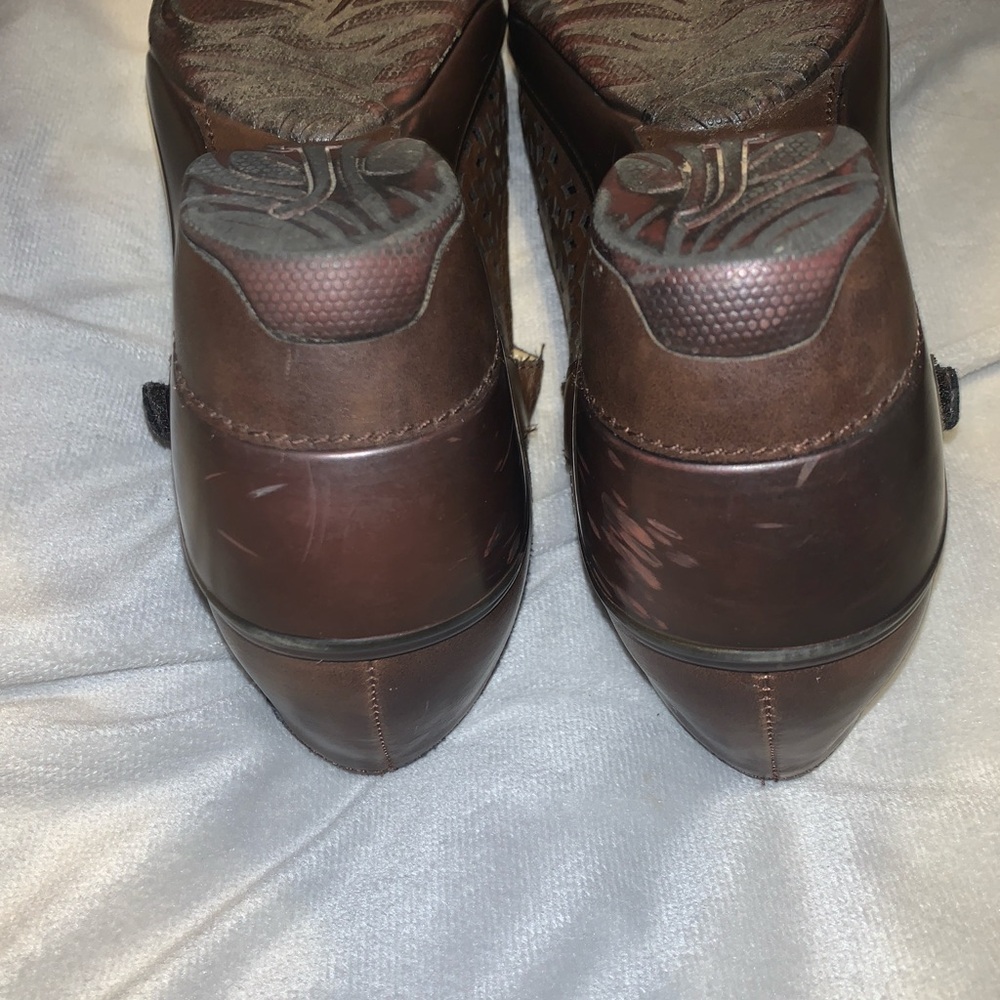 JBU Jambi Brown alicante Mary Jane laser cut Heels size 8.5 double layer vegan - Picture 4 of 8